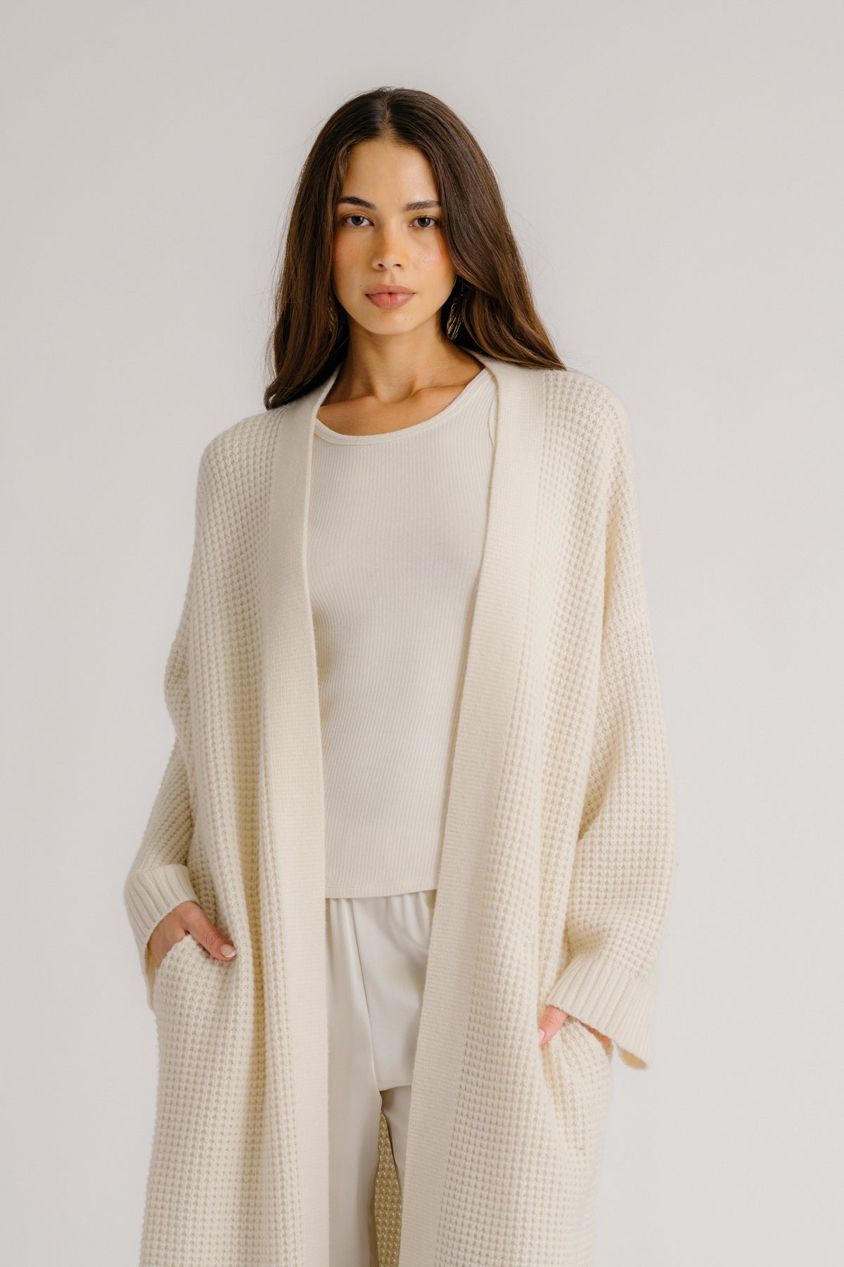 CEDAR SLOUCHY CASHMERE DUSTER | GARDENIA