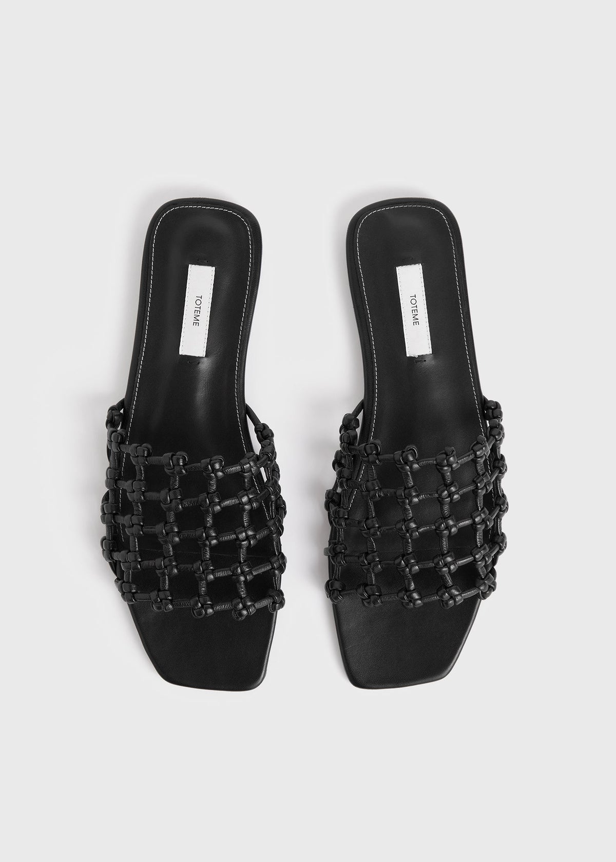 Braided-leather bandeau slides black