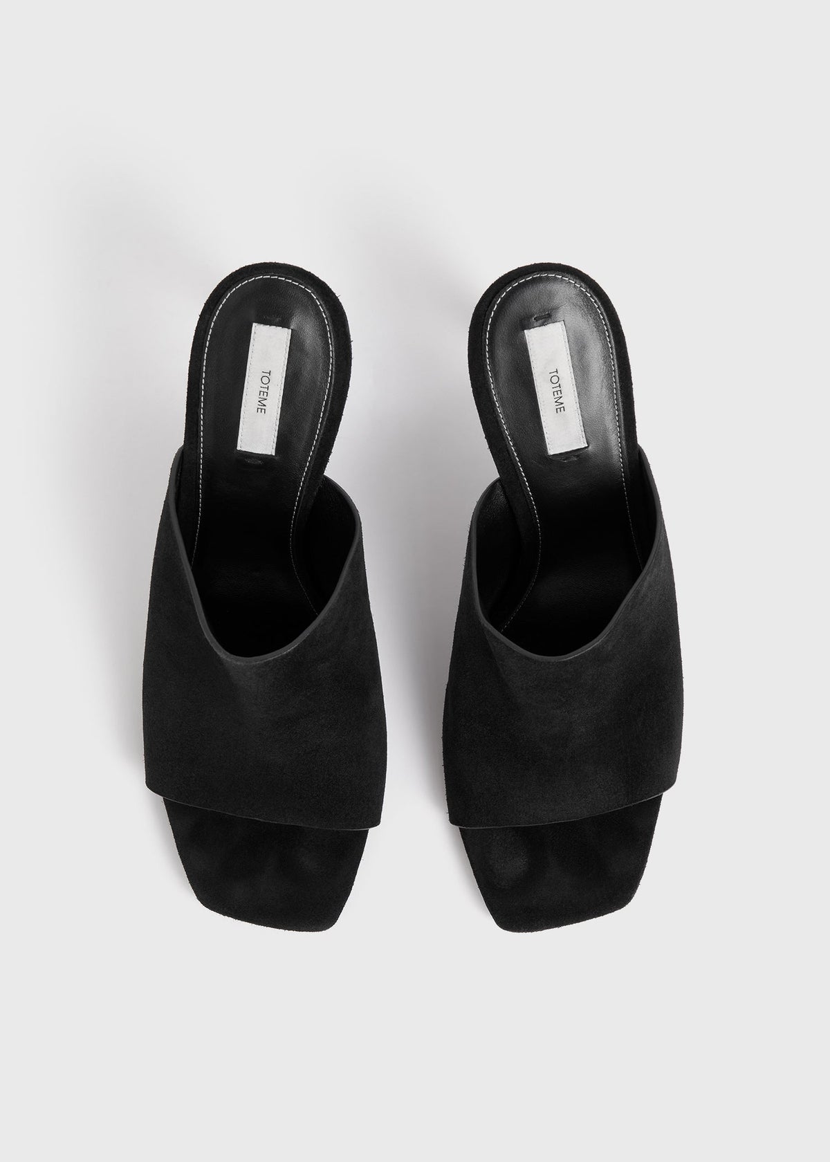 Velour-leather bandeau mules black
